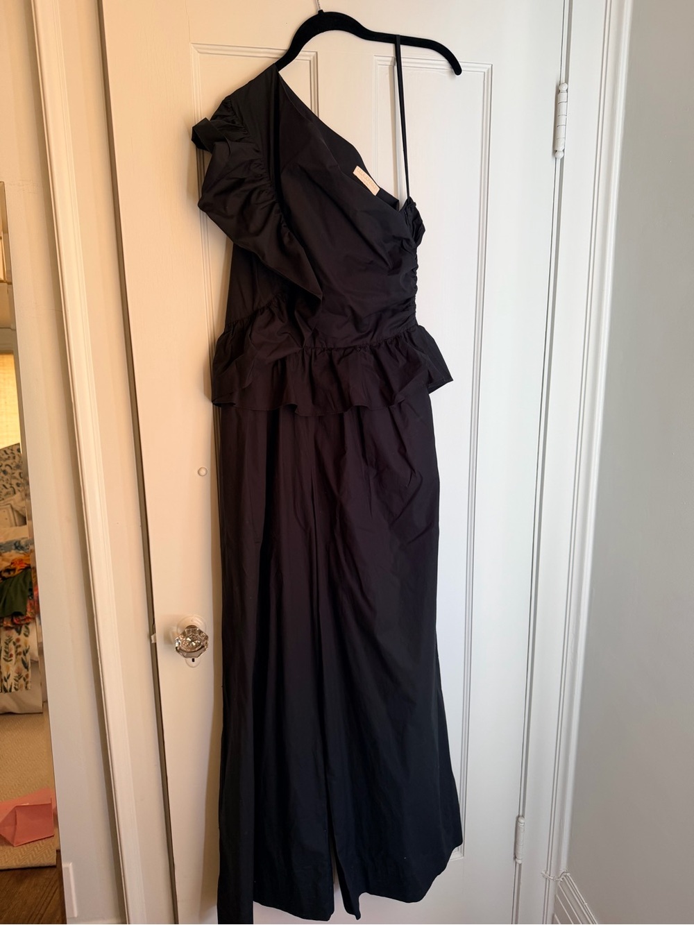 Ulla Johnson Demi One-Shoulder Ruffle Jumpsuit – Black – Size 6